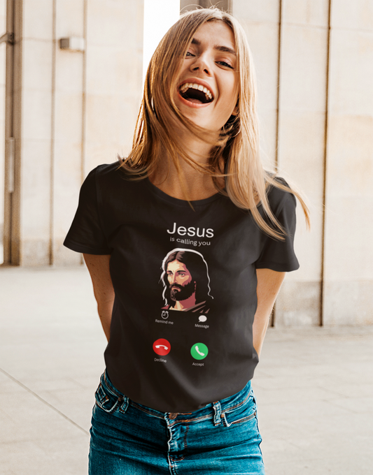 Jesus is Calling ☎️ (Dark Mode) Women's T-shirt