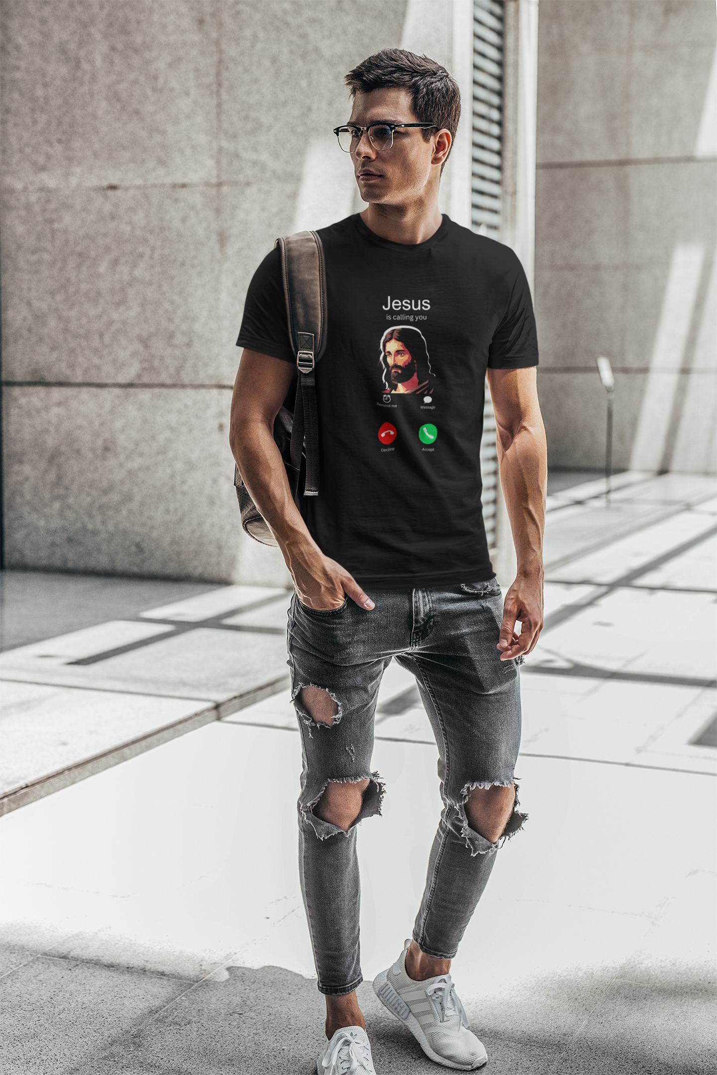 Jesus is Calling ☎️ (Dark Mode) Men's T-shirt