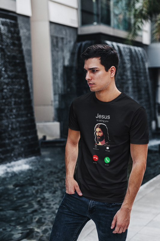 Jesus is Calling ☎️ (Dark Mode) Men's T-shirt